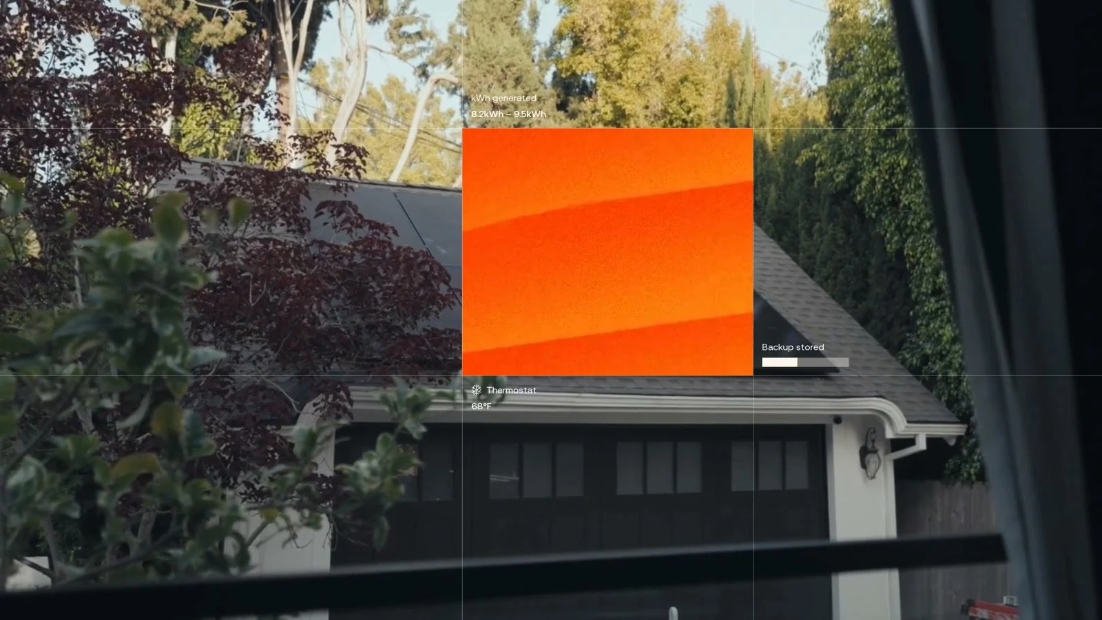 A dark house seen through a car window, with an orange Daylight panel