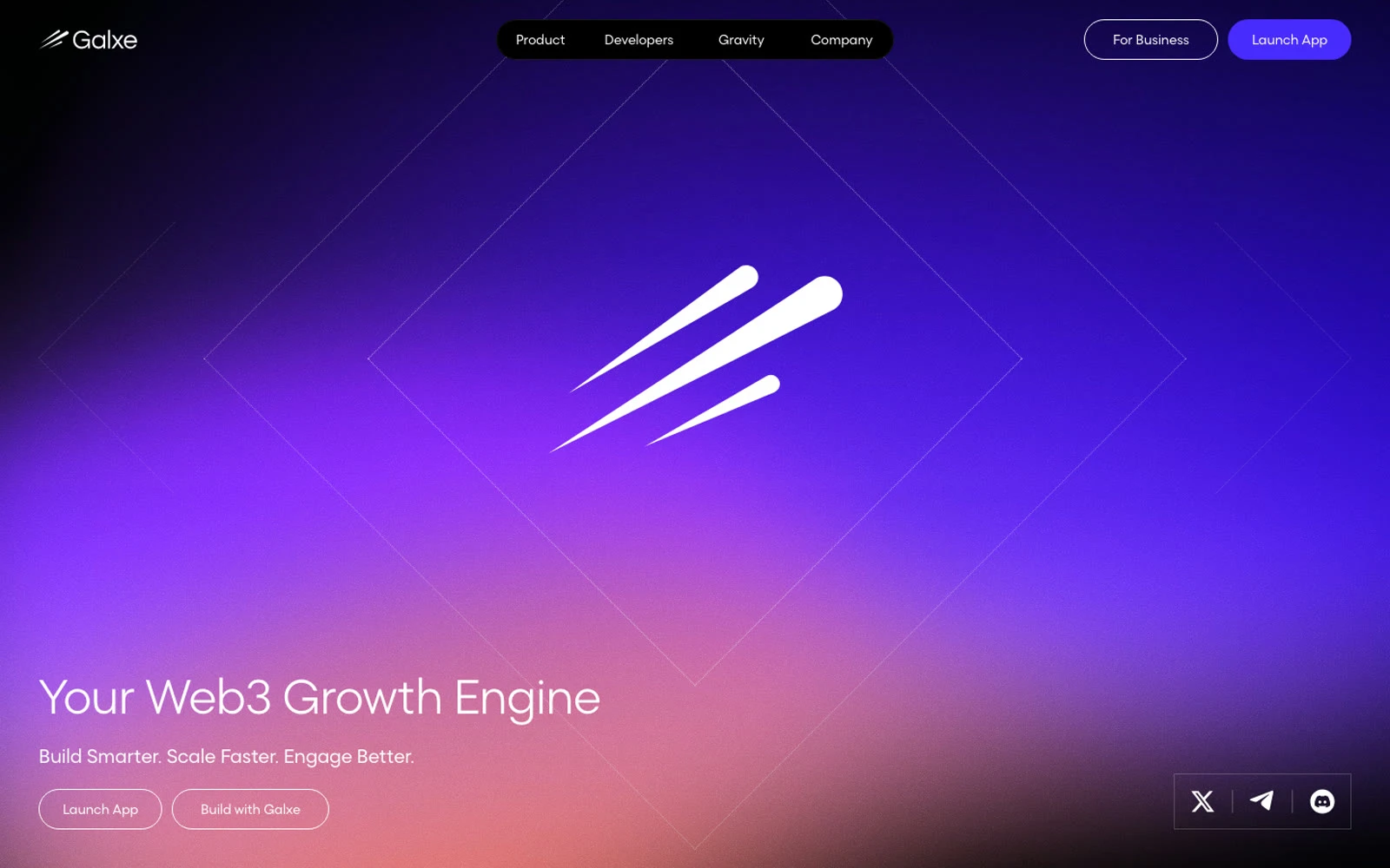 Galxe website hero, Your Web3 Growth Engine, on a purple gradient