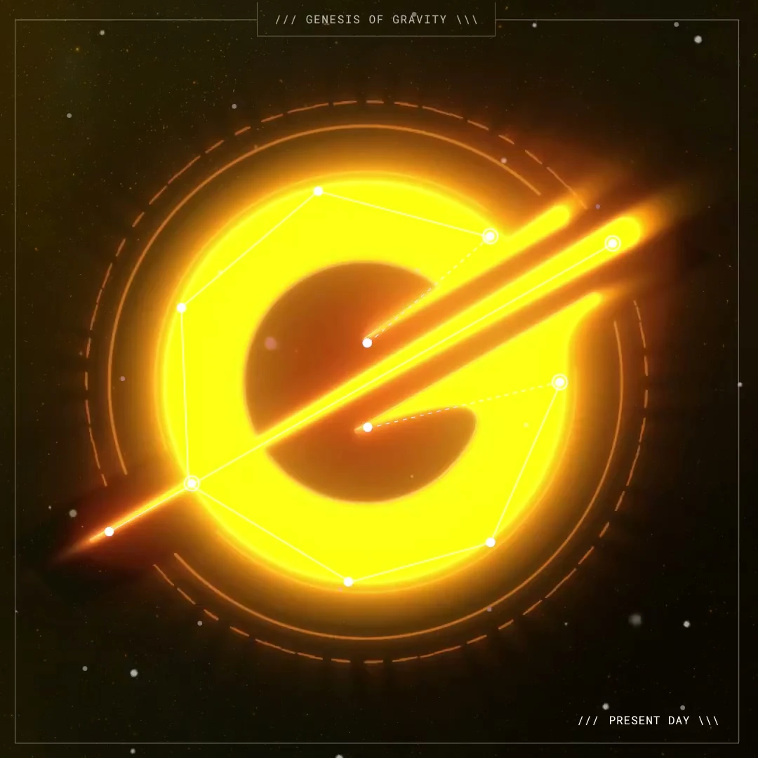 Glowing Gravity G with a light streak