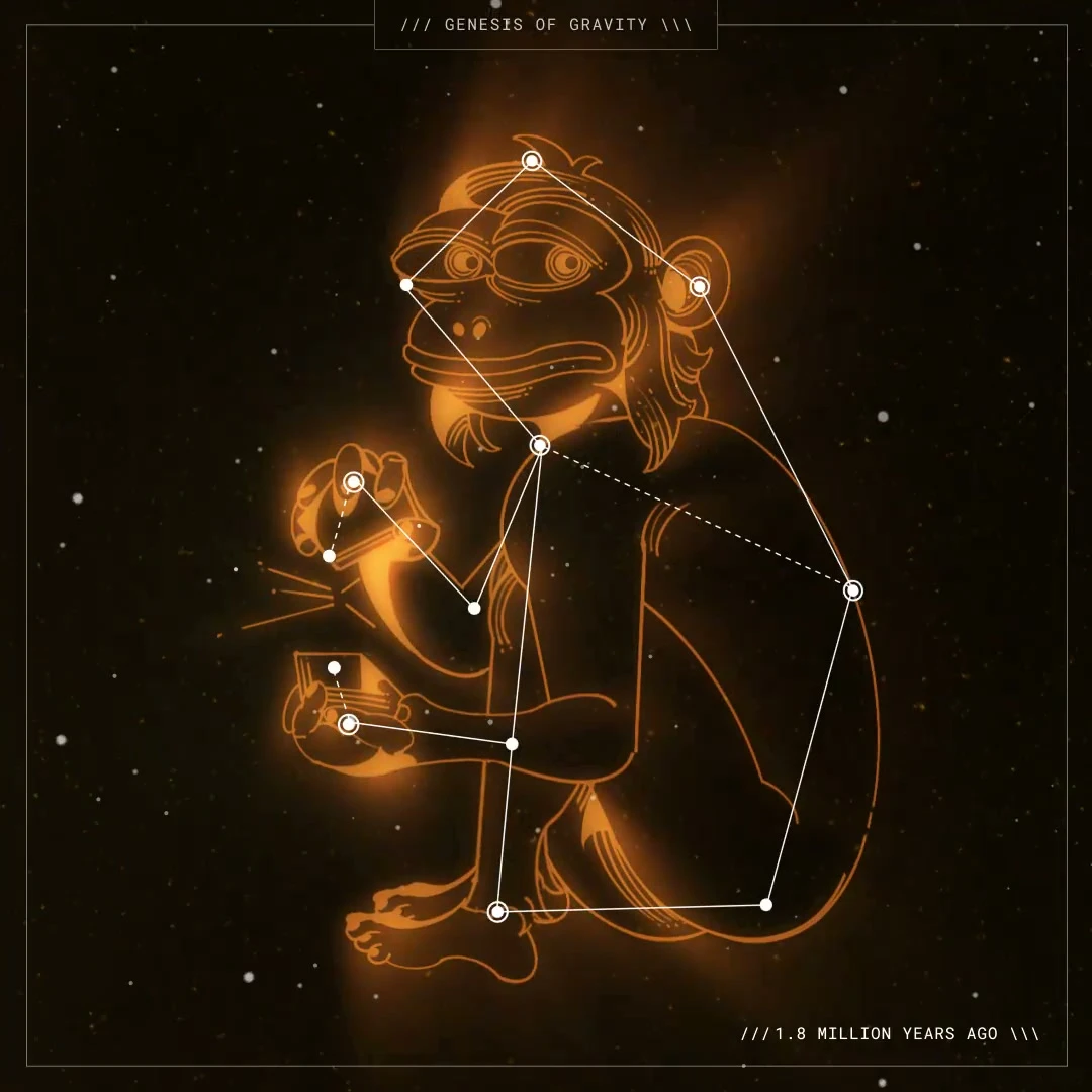 Pepe constellation in gold line art